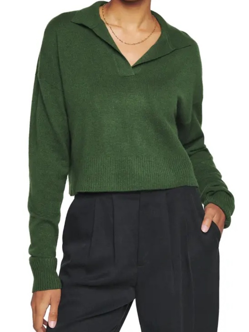 Reformation Cashmere Polo Sweater Green - Picture 3 of 7